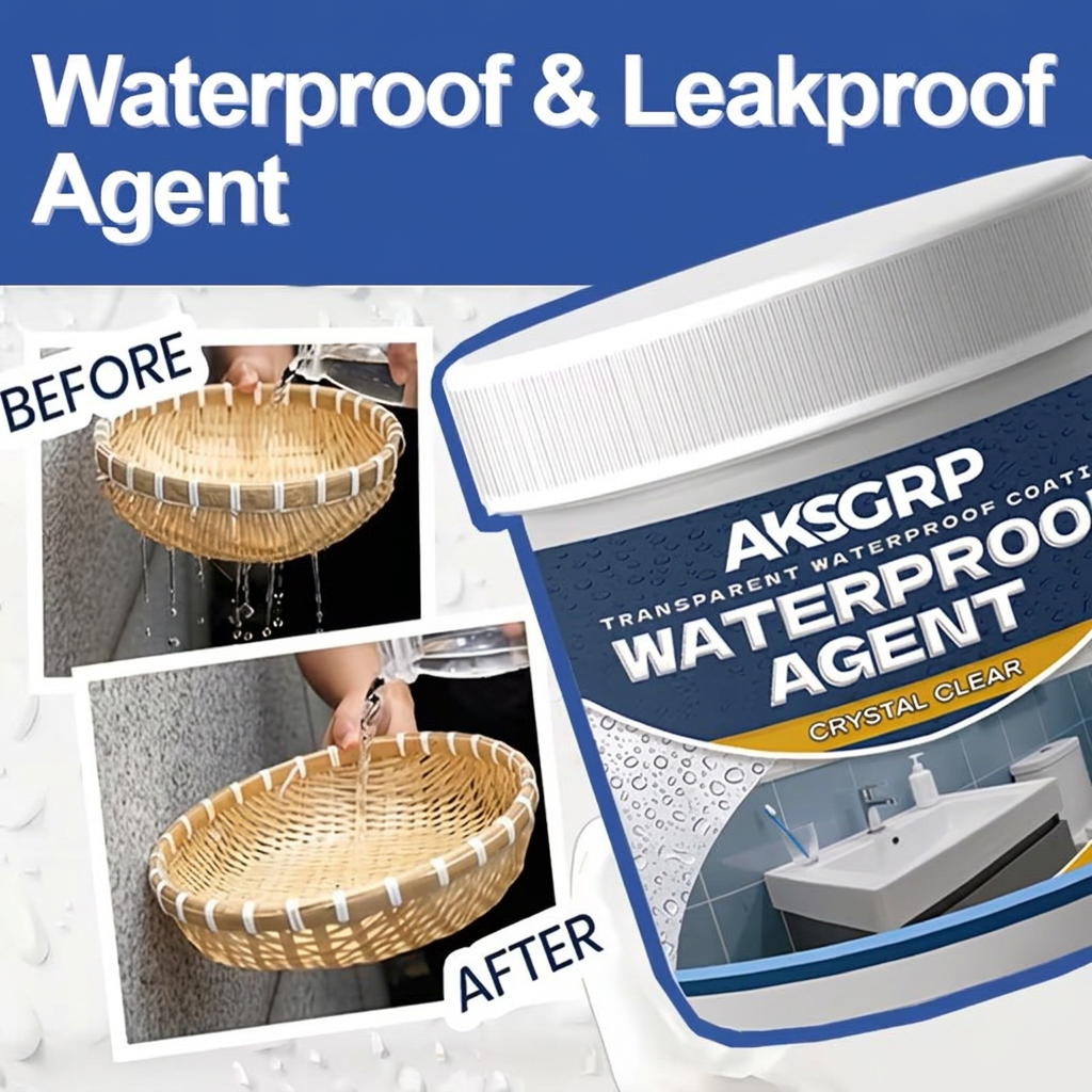 Transparent Waterproof & Leakproof Agent Coating (with Brush) | Invisible Clear Liquid Sealant for Roof, Bathroom Tiles, Wall Cracks & Pipes