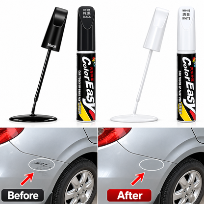 Car Scratch Repair Touch-Up Paint Pen (Pack of 2 - Deep Black) | Dual-Tip Precision Needle & Brush Applicator for Cars & Bikes
