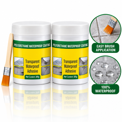 Waterproof Transparent Glue with Brush (Pack of 2) | Polyurethane Leak Sealant Coating for Roof, Wall, Bathroom Tiles & Cracks