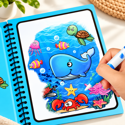 Magic Water Coloring Book Set – 4 Reusable Aqua Painting Books with Water Pen for Toddlers & Kids