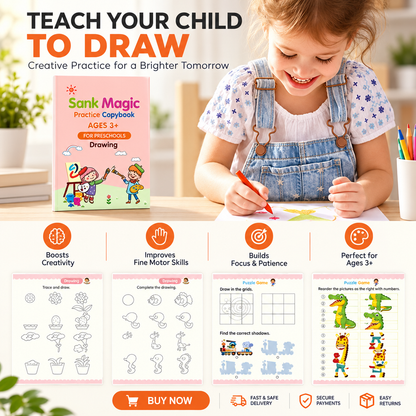 Sank Magic Practice Copybook for Kids | 4 Books Set with Disappearing Ink Pen, Refills & Grip (Ages 3+)