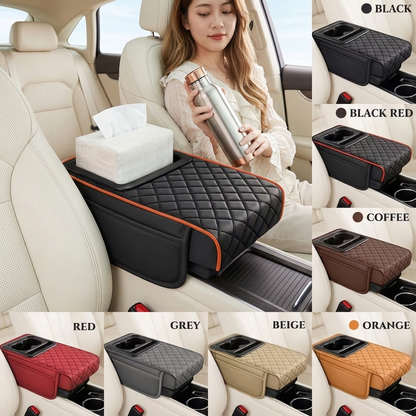 Universal Leather Car Armrest Organizer & Cushion Pad