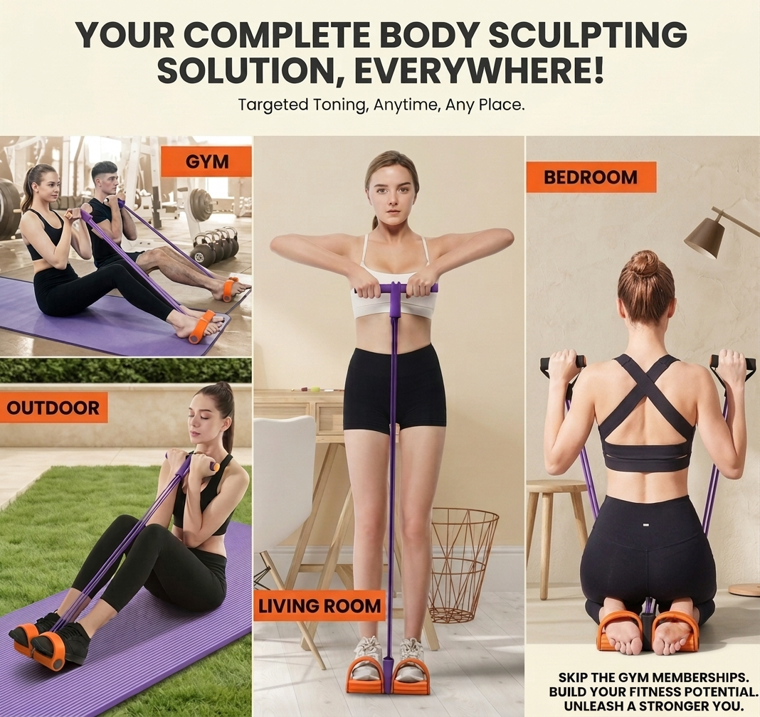 Multifunction Tension Rope & Resistance Band | All-in-One Home Gym & Full Body Sculpting Kit