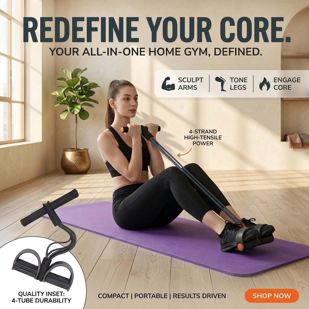 Multifunction Tension Rope & Resistance Band | All-in-One Home Gym & Full Body Sculpting Kit