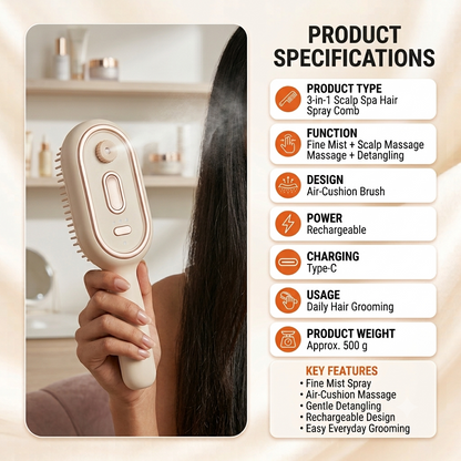 3-in-1 Scalp Spa Rechargeable Hair Spray Comb