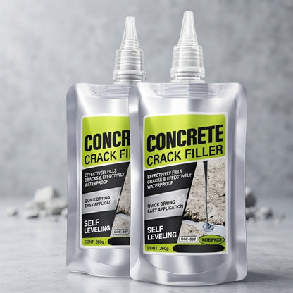 Heavy-Duty Concrete Crack Repair Paste (Pack of 2) | Fast-Drying Waterproof Cement Filler Pouch with Precision Nozzle
