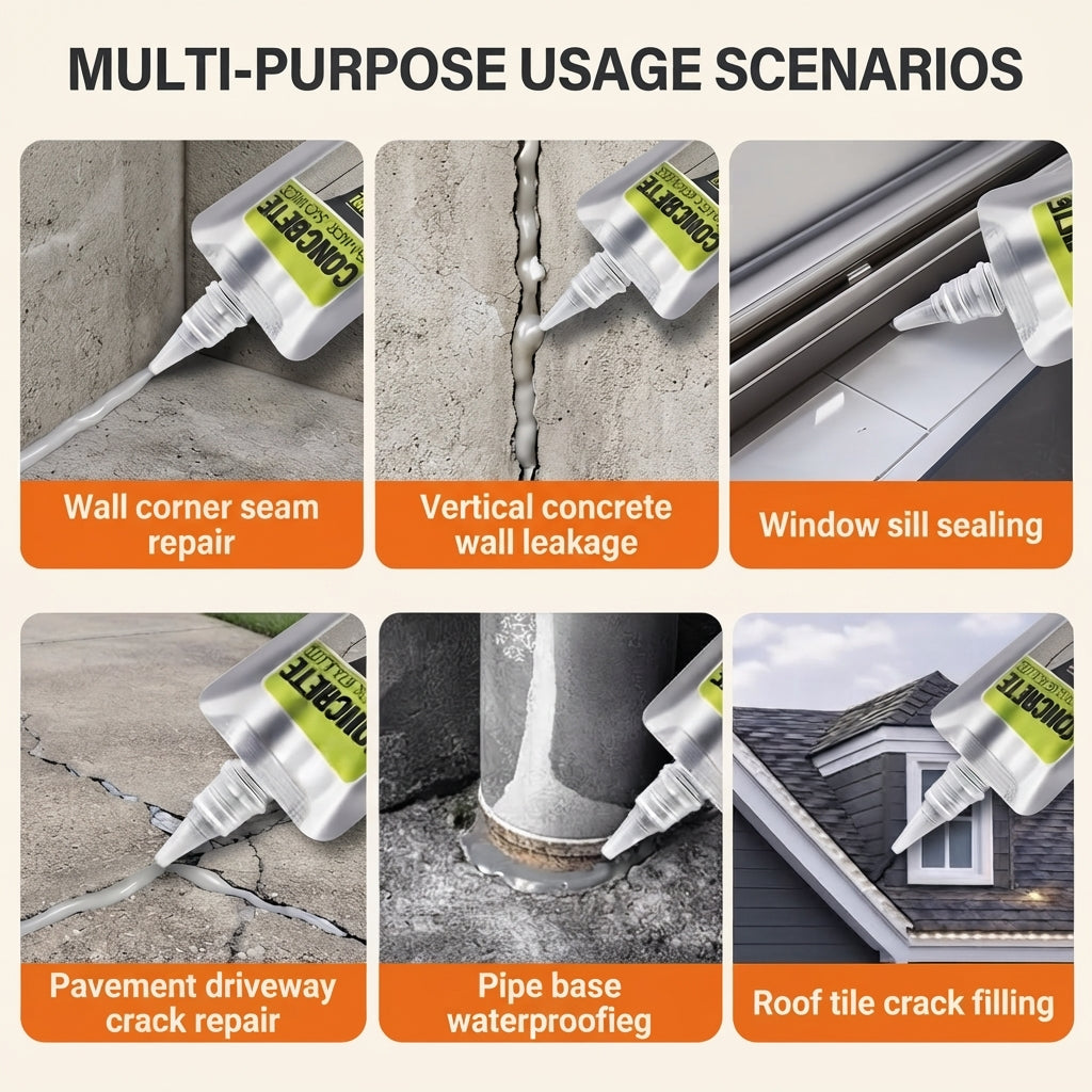 Heavy-Duty Concrete Crack Repair Paste (Pack of 2) | Fast-Drying Waterproof Cement Filler Pouch with Precision Nozzle