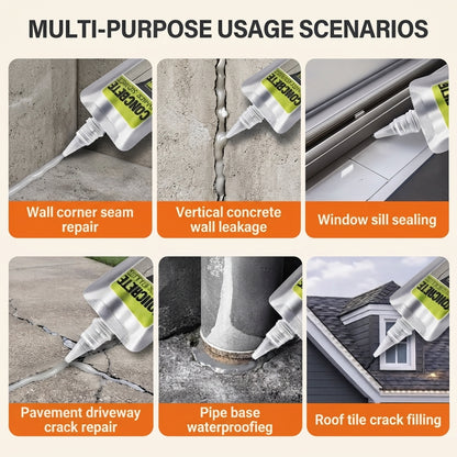 Heavy-Duty Concrete Crack Repair Paste (Pack of 2) | Fast-Drying Waterproof Cement Filler Pouch with Precision Nozzle
